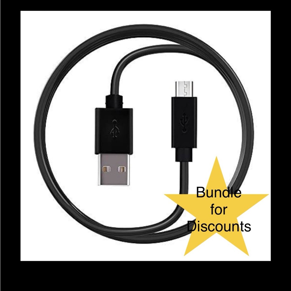 Set of 6 Black USB A to Micro USB B Cables - assorted lengths